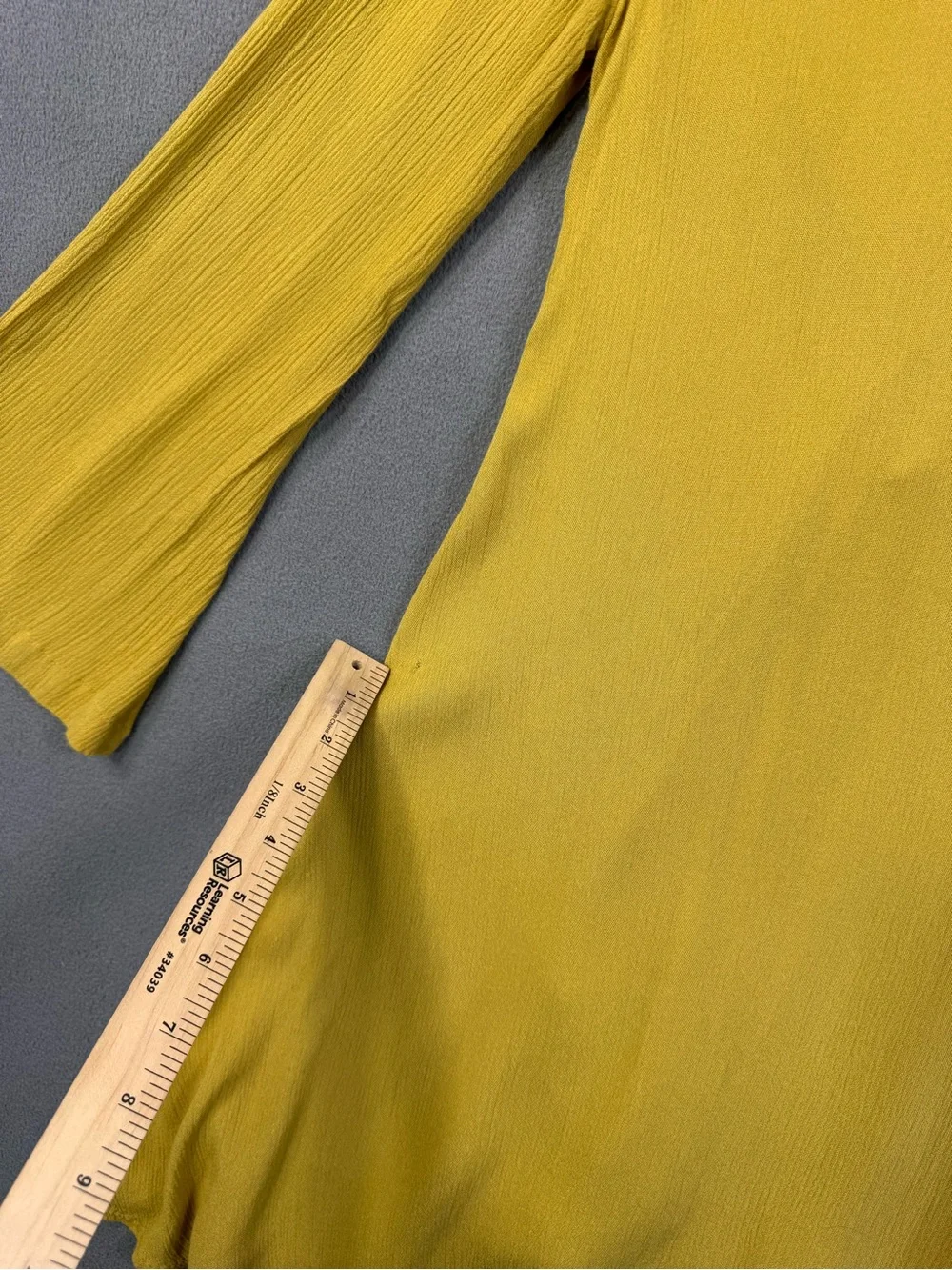 Free People Mustard Yellow V-Neck Flowy Tunic Dress with Waist Tie, XS
